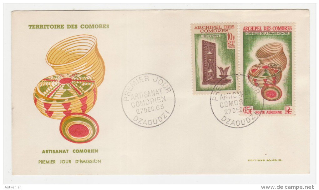 ARCHIPEL COMORES - FDC Artisanat Comorien - 27.12.1963 - COMOROS - KOMOREN - Brieven En Documenten