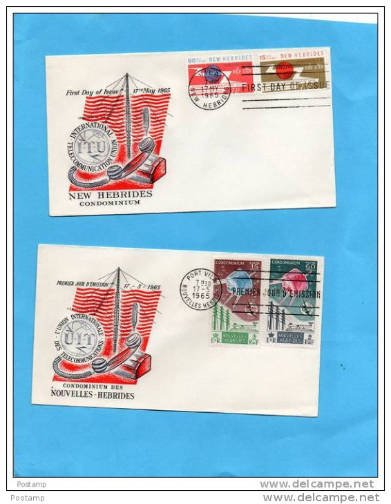 NOUVELLES HEBRIDES-N°211-12+ 213-14-sur 2 EnveloppesFDC-cote Des Timbres Seuls 16,3 - Oblitérés