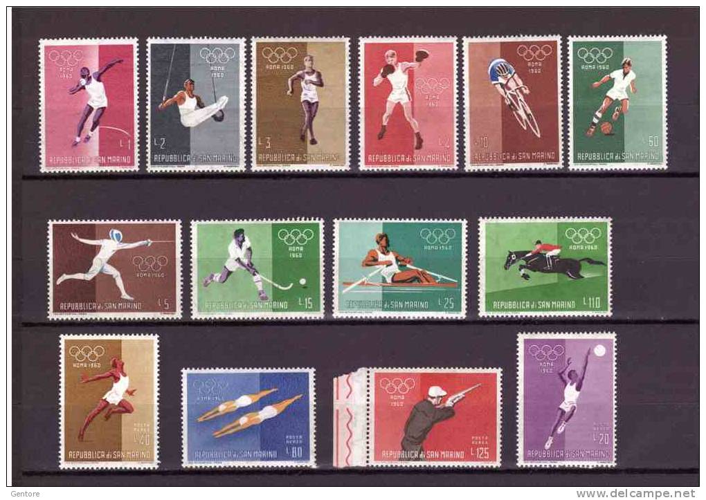 SAN MARINO 1960   Olympic Games Cpl Set Of 14 Sassone Cat N° 520/29-A132/A135  Absolutely Perfect  MNH ** - Summer 1960: Rome