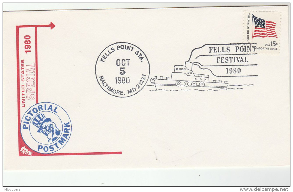 1980 FELLS POINT BOAT FESTIVAL Event COVER Baltimore USA Stamps Ship - Ships