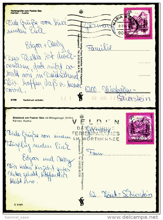2 X Faaker-See  -  Mehrbild-Ansichtskarten Ca. 1974    (4778) - Faakersee-Orte