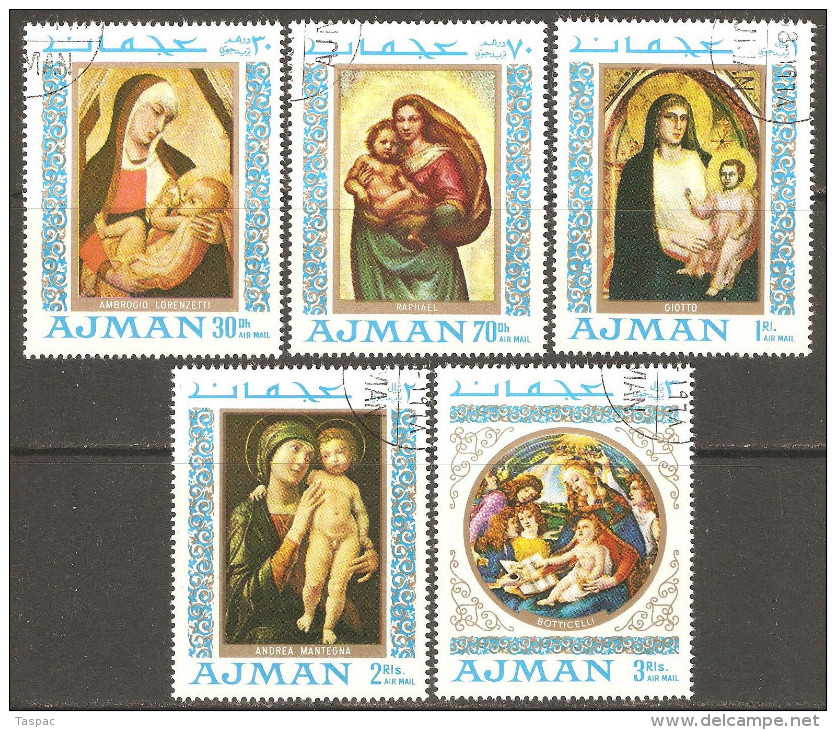 Ajman 1968 Mi# 327-331 A Used - Madonna Paintings - Ajman