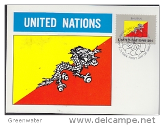 United Nations New York 1984 Flag Bhutan Maxicard (24814K) - Cartes-maximum