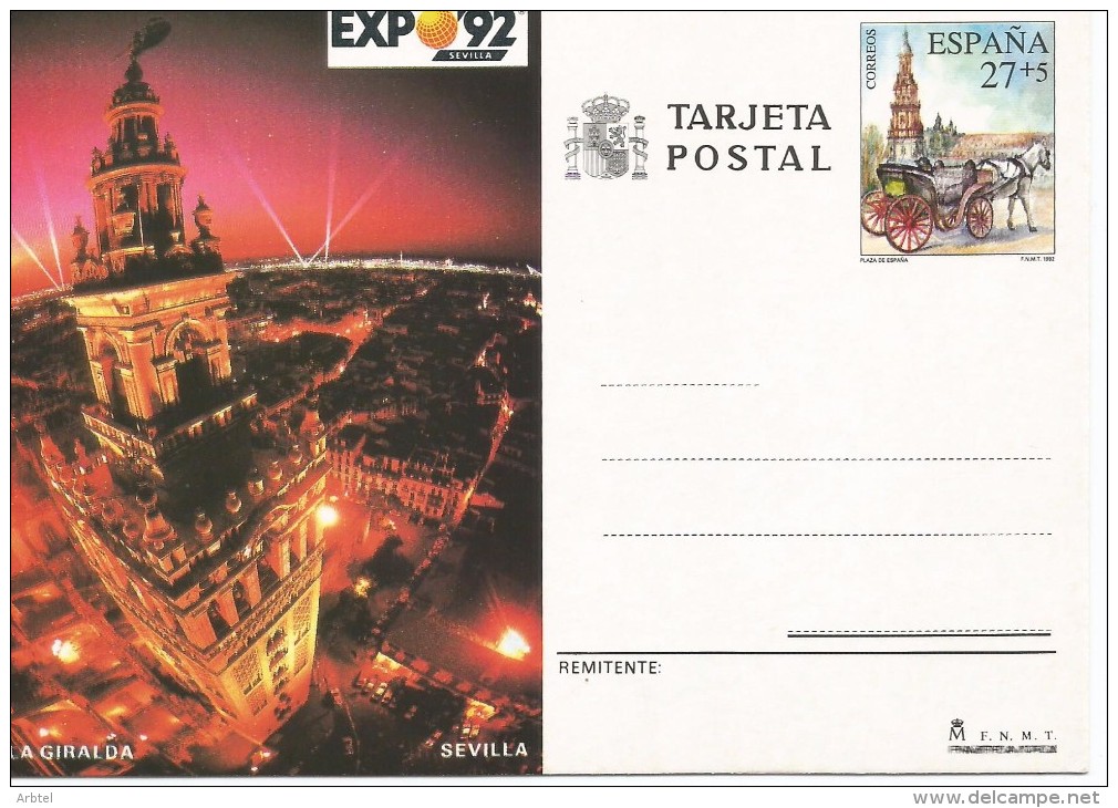 ENTERO POSTAL EXPO 92 SEVILLA GIRALDA ARQUITECTURA - 1992 – Sevilla (Spanje)