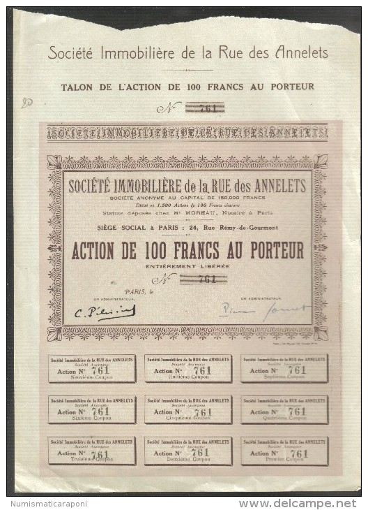 Lotto 2 Documenti Bon Au Porteur + Action De 100 Francs Doc.194 - Industrie