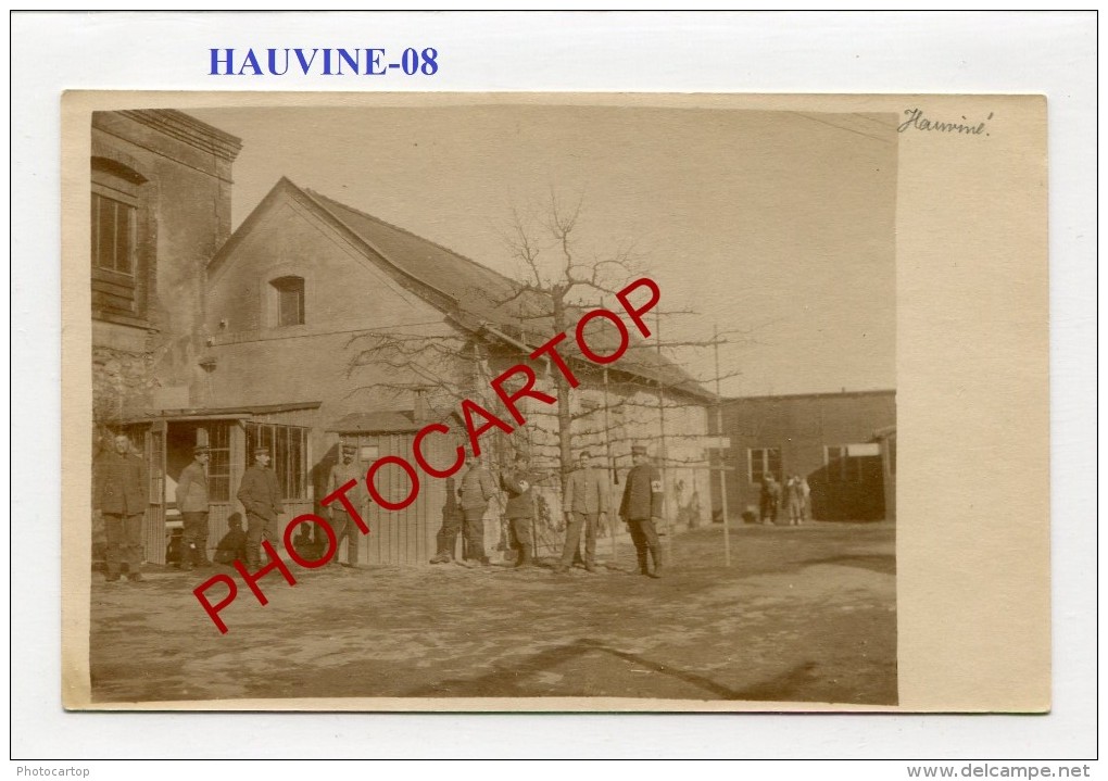 HAUVINE-CARTE PHOTO Allemande-Guerre14-18-1 WK-Militaria-France-08- - Autres & Non Classés