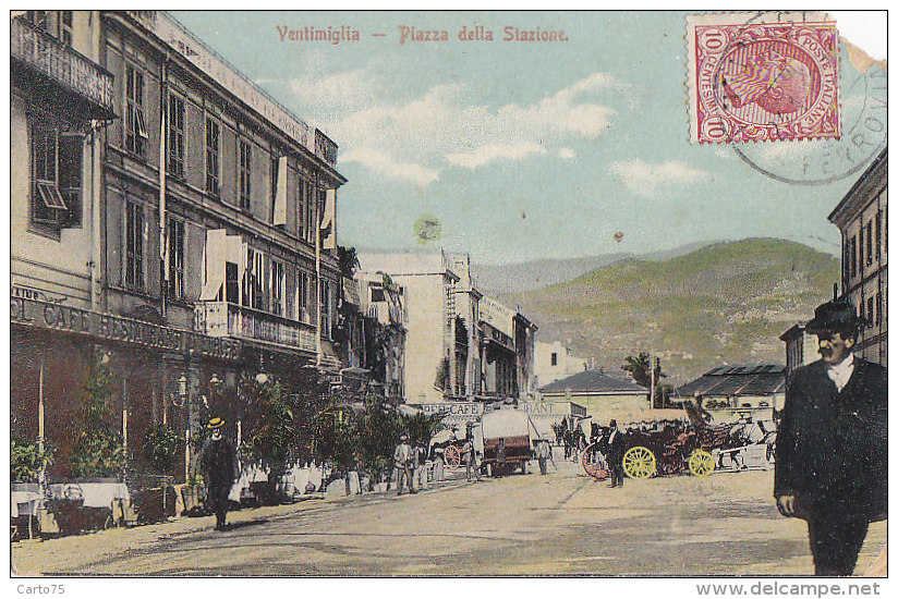 Italie - Vintimiglia - Ventimiglia - Piazza Della Stazione - Gare - Postmarked 1910 - Imperia