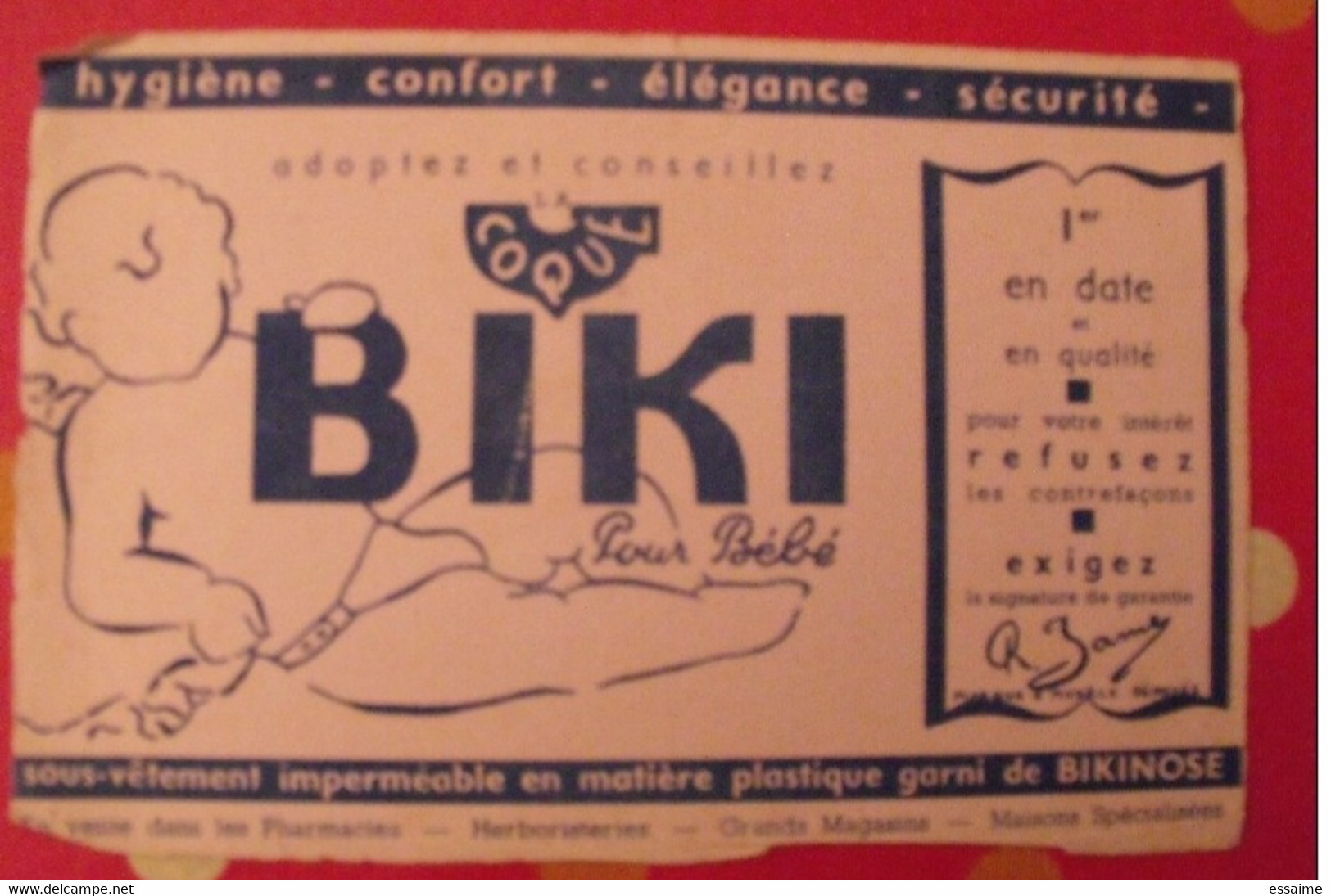 Buvard Biki, Coque Pour Bébé. Vers 1950. - B