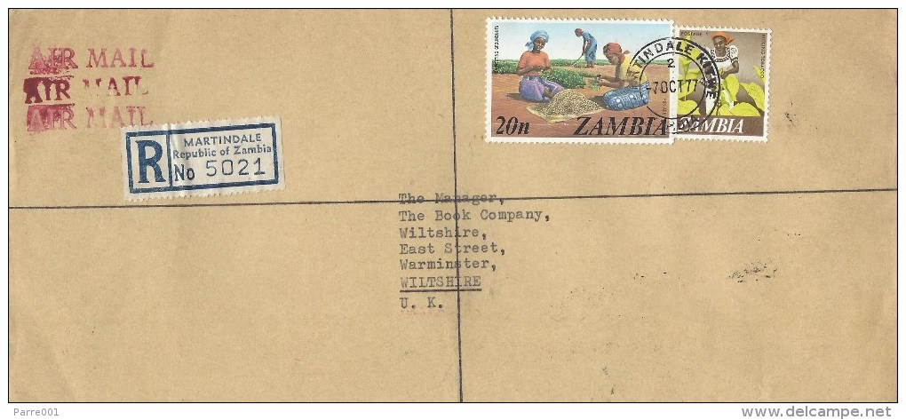 Zambia 1977 Martindale Kitwe Standard Bank Groundnuts Registered Cover - Zambia (1965-...)