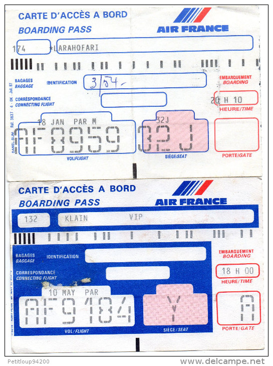 AIR FRANCE CARTES D'ACCES à BORD   BOARDING PASS  (lot De 4) - Bordkarten