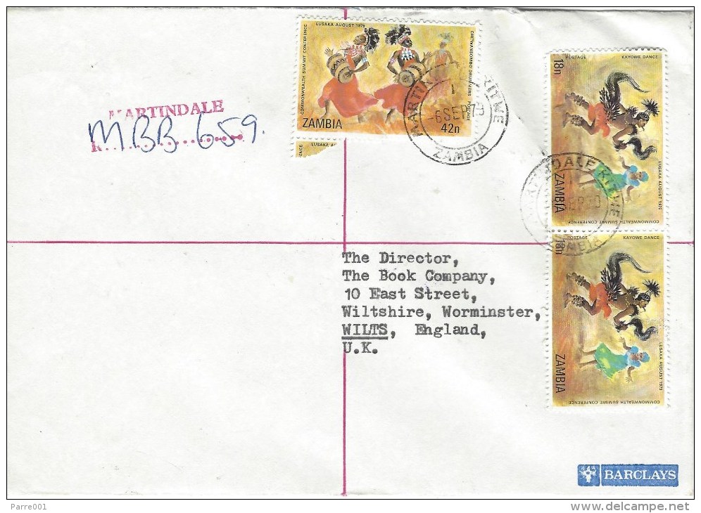 Zambia 1979 Martindale Kitwe Barclays Bank Dance Culture Commonwealth Summit 42n Registered Cover - Zambia (1965-...)