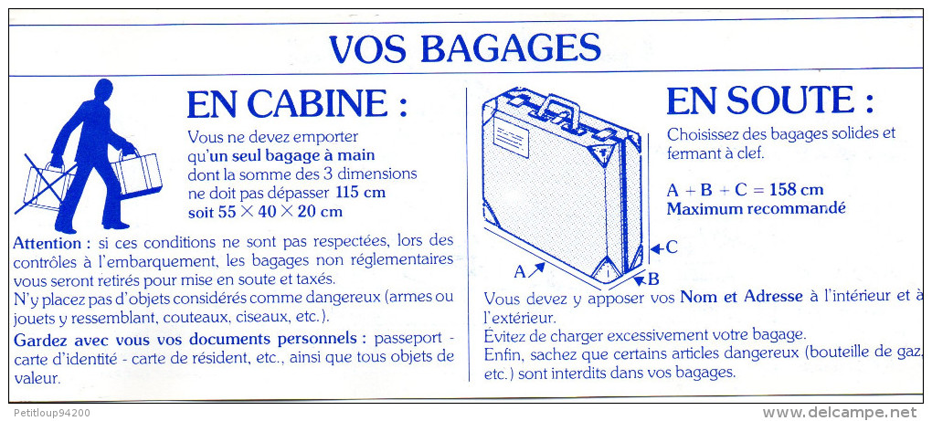 AIR FRANCE PUBLICITE  Votre Billet D'Avion/Vos Bagages - Pubblicità