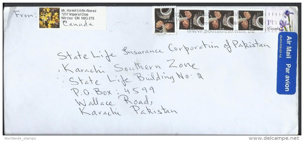 Canada Airmail 1997 Reliure Bookbinding, $1.50 Postal History Cover Sent To Pakistan. - Airmail