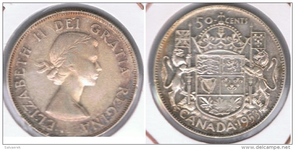 CANADA  50 CENTS DOLLAR 1953 PLATA SILVER Z - Canada