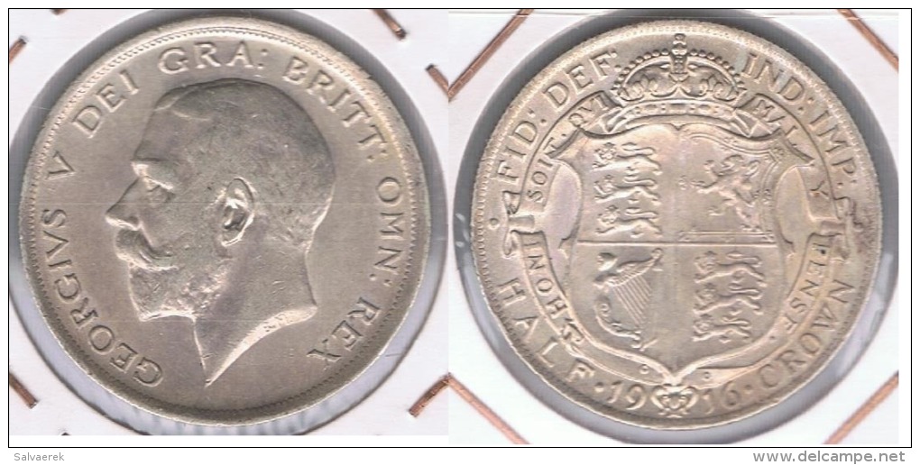 R.U. INGLATERRA HALF CROWN 1916 PLATA SILVER Z  MUY MUY BONITA - K. 1/2 Crown