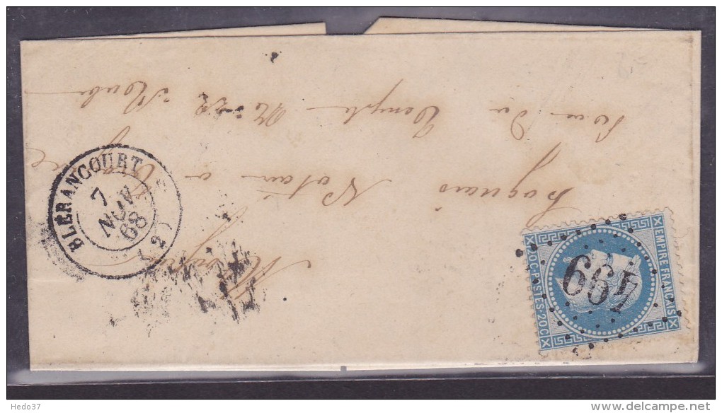 France N°29 Sur Lettre - 1863-1870 Napoléon III Lauré