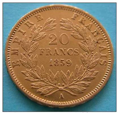 FRANCE - 20 Francs Napoléon III 1859 A (Paris)Gold - Andere & Zonder Classificatie