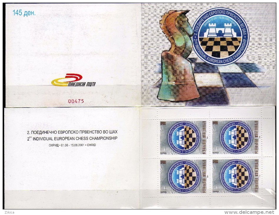 Macedonia / Macedoine Booklet / Carnet 2001 European Individual Chess Championship, Ohrid.MNH - Macedonia Del Nord