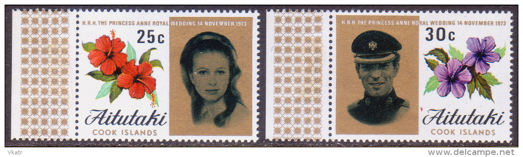 AITUTAKI Cook Islands 1973 SG #82-83 Compl.set MNH Royal Wedding - Aitutaki