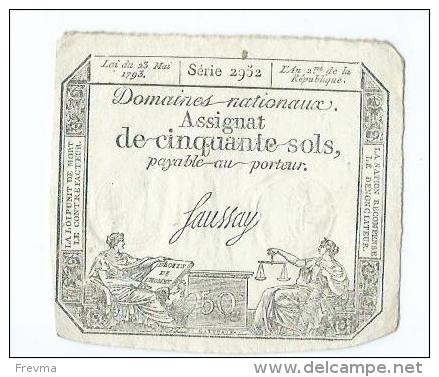 Assignat 50 SOLS - 23 Mai 1793 [ Série 2952 ] Domaines Nationaux - Faussay - Assignats & Mandats Territoriaux