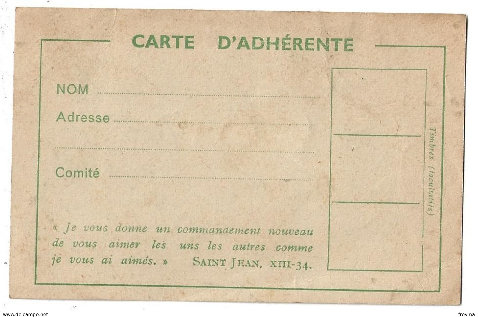 Carte D'adherente LFACF 1952 Ligue Feminime Action Catholique Française - Membership Cards