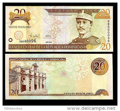 DOMINICAN REPUBLIC 20 PESOS 2000 P 160 LOW UNC - Dominicaine