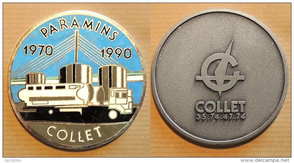 TRANSPORT En Camions : Ancienne Médaille Du 20° Anniversaire De La Société COLLET 1990 - Trucks