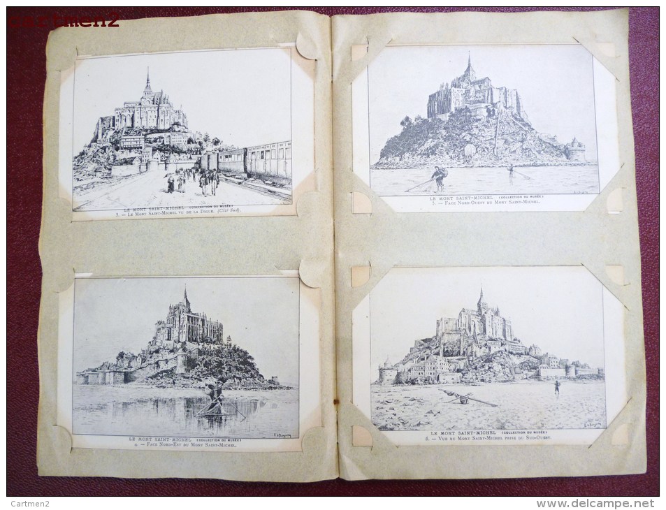 RARE ALBUM : LE MONT SAINT-MICHEL 36 CARTES PIONNIERES ILLUSTREES ALBUM DU MUSEE HELIOTYPIE ILLUSTRATEUR E. DE BERGEVIN