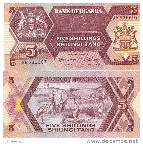 Uganda - 5 Shillings 1987 UNC Lemberg-Zp - Uganda