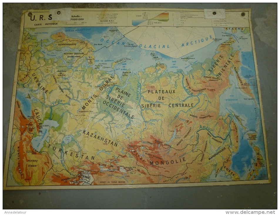URSS (Russie)     Carte Géographique Recto-verso Plastifiée Dimension 124 Cm X 90 Cm - Cartes Géographiques