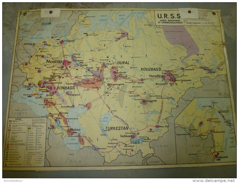 URSS (Russie)     Carte Géographique Recto-verso Plastifiée Dimension 124 Cm X 90 Cm - Cartes Géographiques