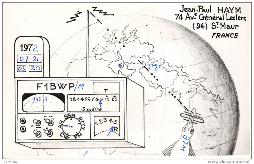 CARTE RADIO AMATEUR QSL JEAN PAUL HAYM SAINT-MAUR - Radio Amateur