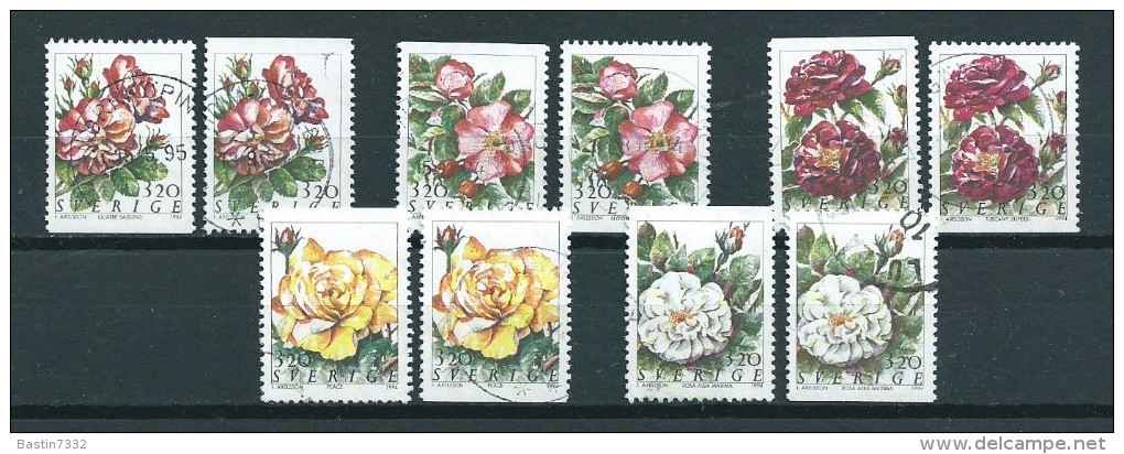 1994 Sweden Complete Set Fleurs,flowers,blümen Booklet Stamps Used/gebruikt/oblitere - Gebruikt