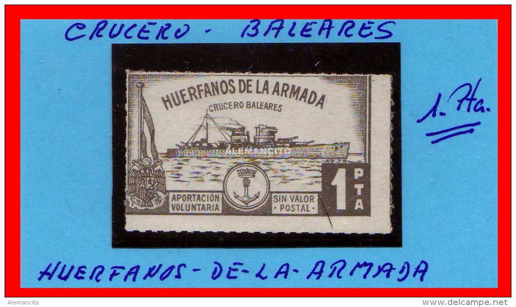 ESPAÑA -  SELLO BENEFICIENCIA -HUERFANOS DE LA ARMADA - Beneficiencia (Sellos De)