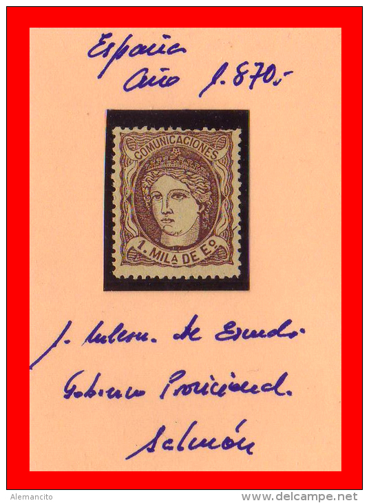 ESPAÑA -  GOBIERNO PROVICIONAL    AÑO 1870 - Unused Stamps