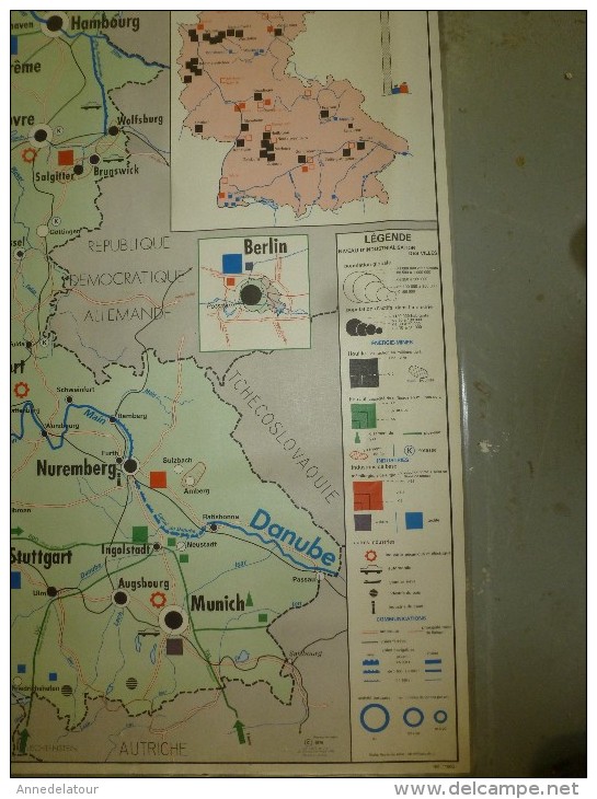 Carte Géographique (124cm X 90cm) Plastifiée 2 Faces  ALLEMAGNE Et  RFA - Cartes Géographiques