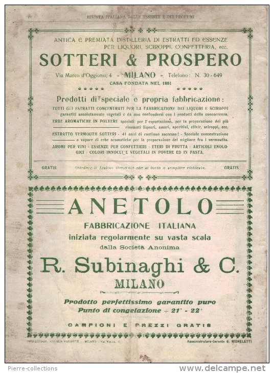 Rivista Italiana Delle Essenze E Profumi - Anno V - N°1 - Janvier 1923 - Parfum - Huiles Essentielle - TRES RARE - Santé Et Beauté