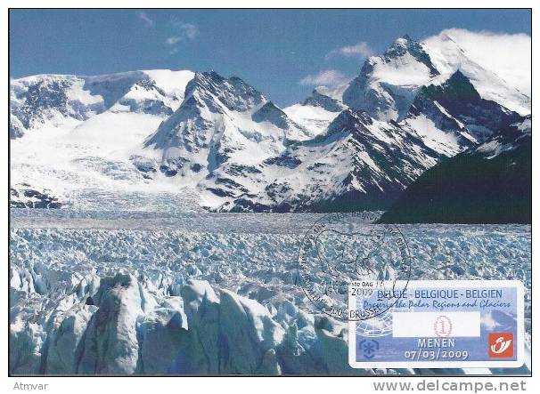 BELGIQUE / BELGIUM (2009) - Carte Maximum Card - ATM AMIEL - Polar Regions & Glaciers - Menen 2009 - Perito Moreno - 2001-2010