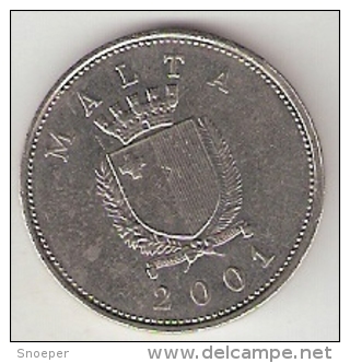 *Malta 25 Cents 2001  Km 98    Xf+ - Malte