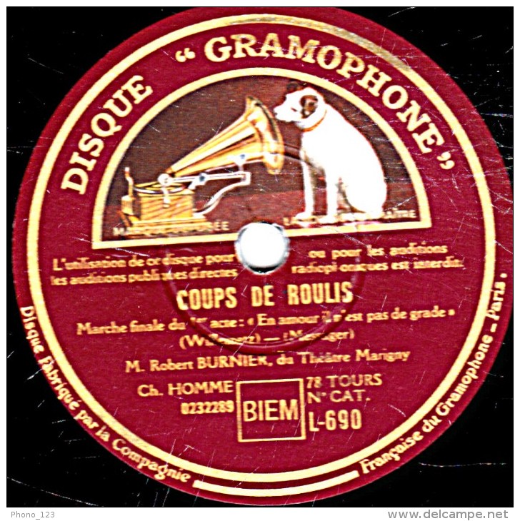 78 Trs 30 Cm état EX   Robert BURNIER - COUPS DE ROULIS "En Amour Il N'est Pas De Grade" "Ce N'est Pas La Première Fois" - 78 Rpm - Schellackplatten