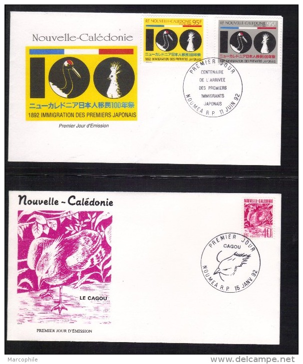 NOUVELLE CALEDONIE / 1992 - 2 ENVELOPPES PREMIER JOUR ILLUSTREES (ref 6591) - Lettres & Documents