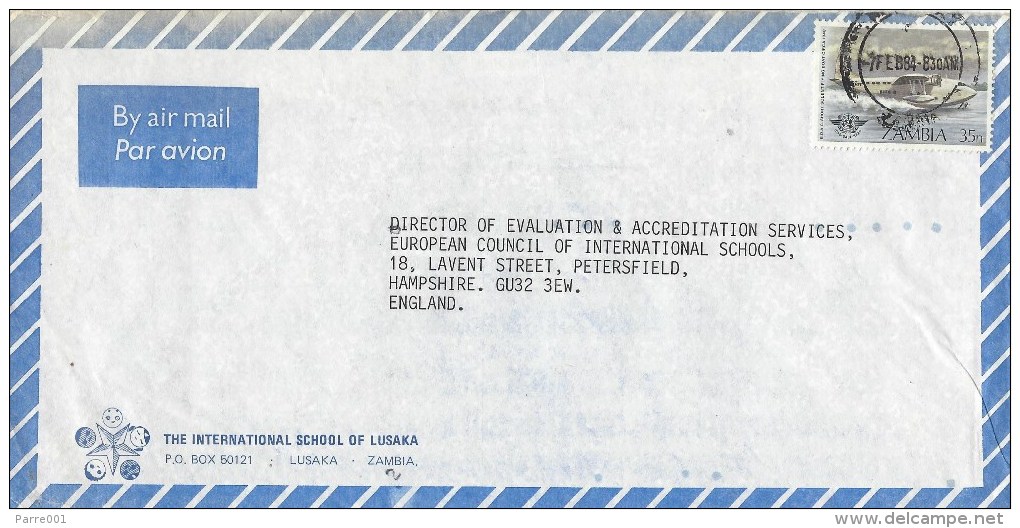 Zambia 1984 Lusaka Hydroavion BOAC Flying Boat ICAO Cover - Zambia (1965-...)