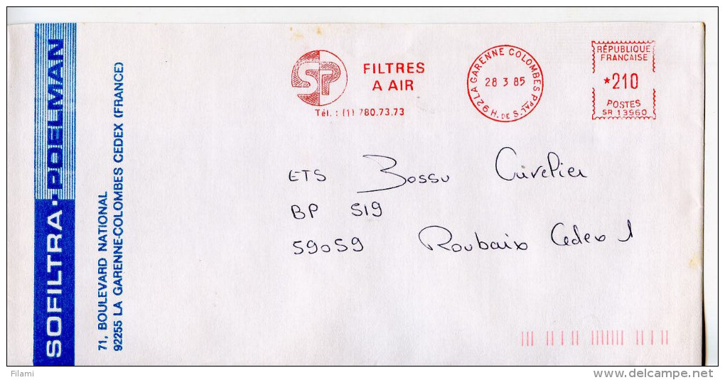 EMA Filtre A Air,SP-Sofiltra-Poelman,92 La Garenne-Colombes,Hauts De Seine,lettre La Garenne Colombes 28.3.1985 - Pollution