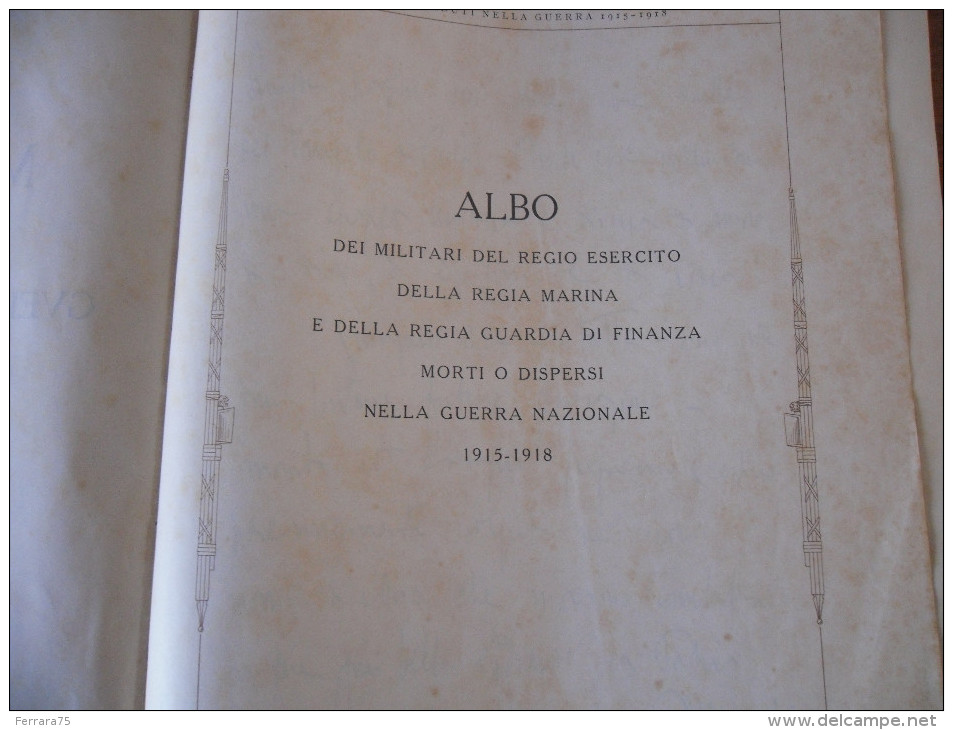 WW1 LIGURIA ALBO D'ORO CADUTI MILITARI DI GUERRA FASCISMO 1930 FIRMATO MUSSOLINI - Weltkrieg 1914-18