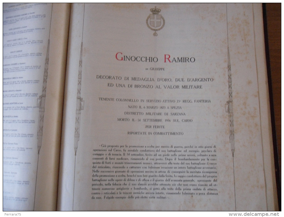 WW1 LIGURIA ALBO D'ORO CADUTI MILITARI DI GUERRA FASCISMO 1930 FIRMATO MUSSOLINI