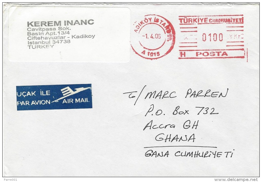 Turkey 2006 Istanbul Meter Franking Hasler “Mailmaster” “YKr” Imbedded At Right A1015 Cover - Brieven En Documenten