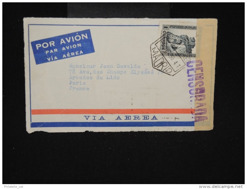 ESPAGNE - Enveloppe ( Devant ) De Madrid Avec Censure Pour Paris En 1936 - à Voir - Lot P9216 - Marcas De Censura Nacional