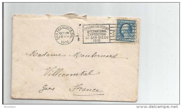 LETTRE AVEC CACHET DE SAN FRANCISCO (PANAMA CALIFORNIA INTERNATIONAL EXPOSITION AT SAN DIEGO 1916) - Lettres & Documents