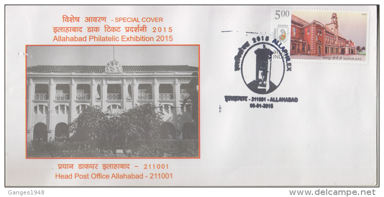 India  2015  Clock Tower  Cancellation  Allahabad  Special Cover  # 86262  Inde Indien - Clocks