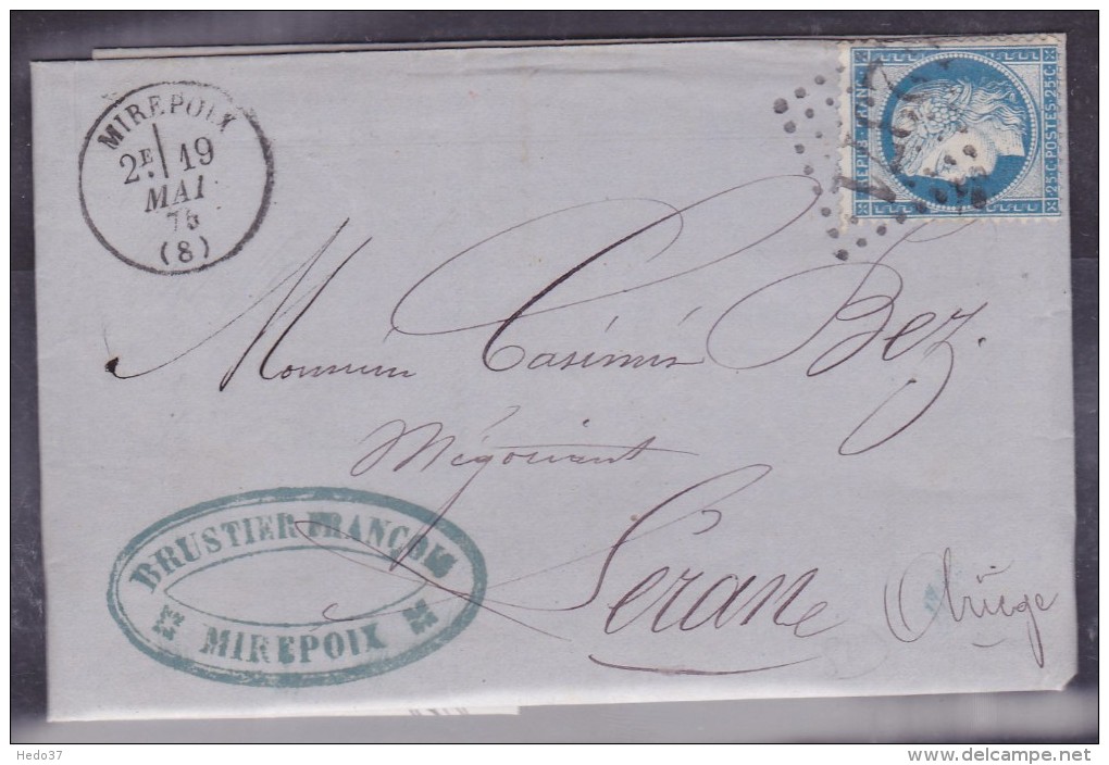 France N°60 Sur Lettre - 1871-1875 Cérès